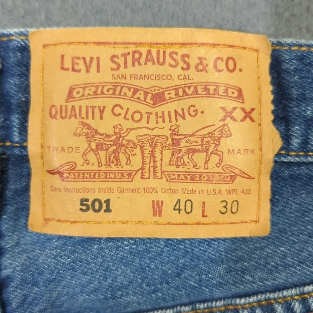 Levi's Vtg Jeans Mens 40x30 Fits 38x29 Blue 501 Straight Button Fly USA Made 90s